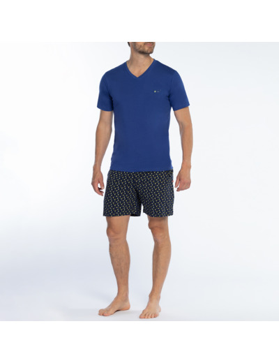 Pyjashort homme CITRON bleu/imprimé
