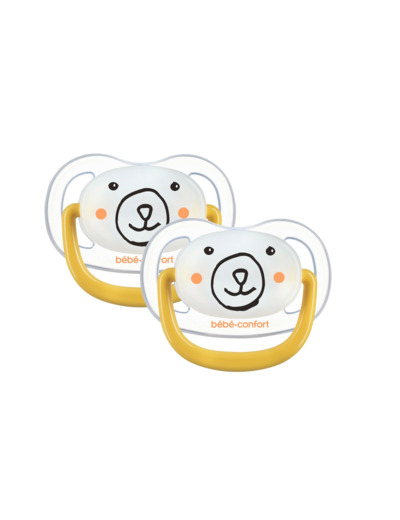 2 Tétines physio phosphorescentes jaune 0/6 m  Jaune