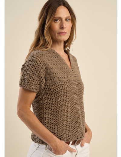 Pull en crochet à manches courtes