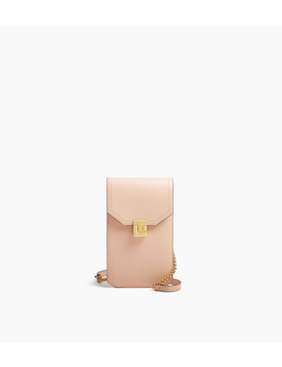 Etui téléphone à rabat Rose en cuir lisse