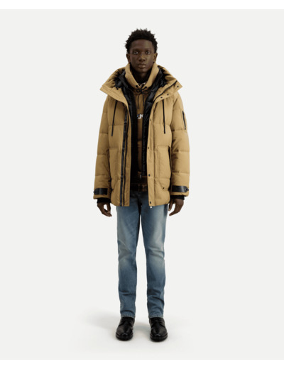 Parka Homme Avec Coudieres Et Poignets Logotes camel