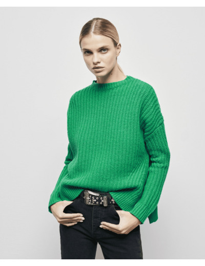 Pull Manches Longues En Laine Et Nylon green