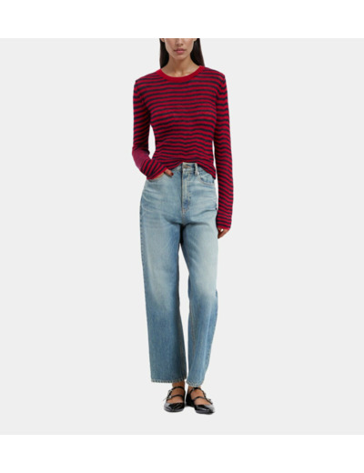 Pull En Mohair À Rayures rouge