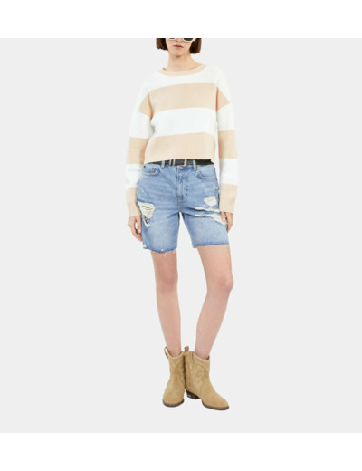 Pull Raye Bicolore beige ecru