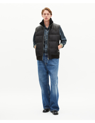 Doudoune sans manches col effet fourrure noire black