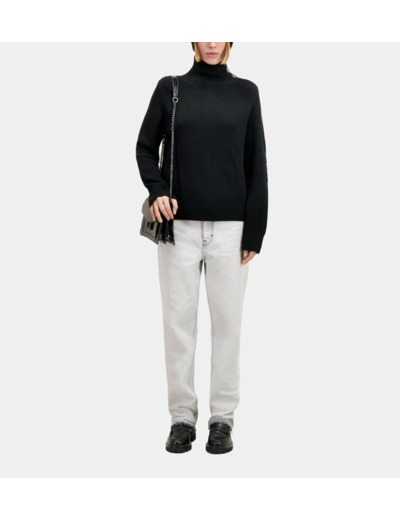 Pull noir en laine avec boutons bijoux black