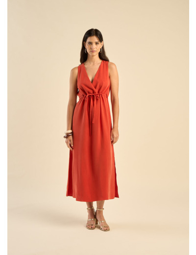 Robe longue ajustée décolleté en V