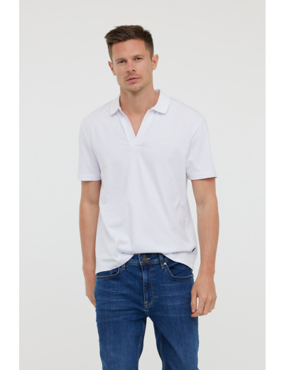 Polo sans boutonnage manches courtes en jersey et broderie poitrine