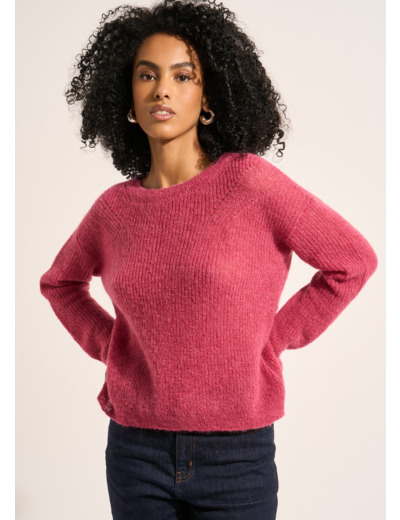 Pull col rond à détails tricotés