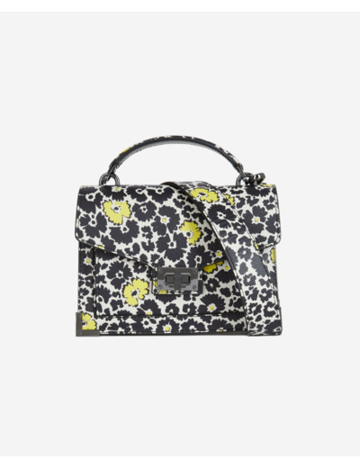 Sac Emily Cuir Imprime Fleur black / yellow / white