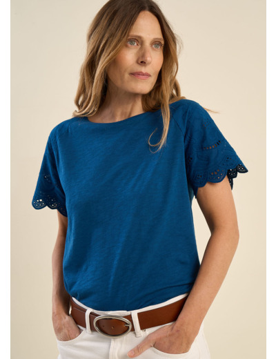 T-shirt manches raglan broderies anglaises