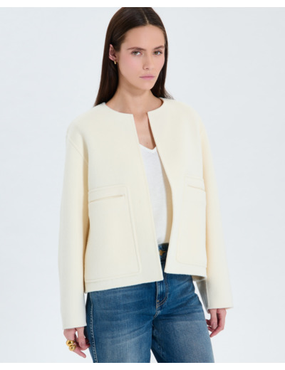 Manteau court double face écru