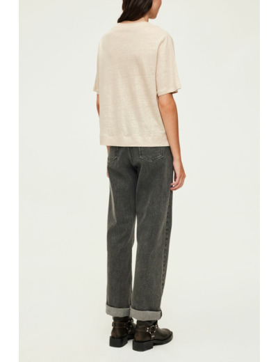 T-shirt manches courtes en lin doré - AMINA
