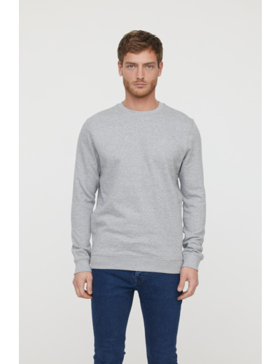 Sweat basique en coton bio gratté et print poitrine