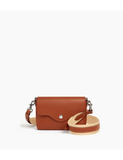 Pochette à rabat avec bandoulières amovibles Sans Couture en cuir lisse