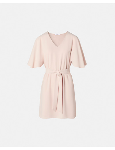 Robe courte en crêpe nude