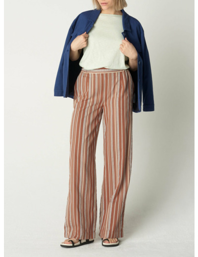Pantalon hilda rayures marron