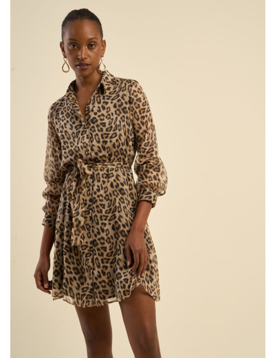 Robe chemise imprimé léopard