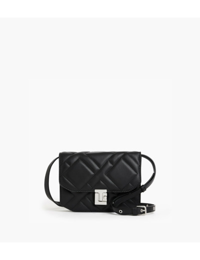 Petit sac bandoulière Rose en cuir lisse matelassé