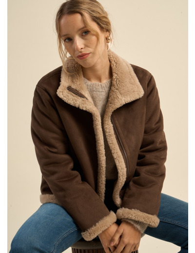 Blouson en fausse fourrure peau lainée
