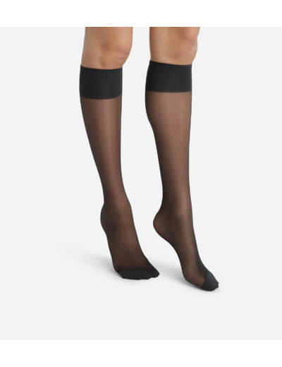 Lot de 2 paires de mi-bas en voile Lycra renforcé Noir Ultra Resist