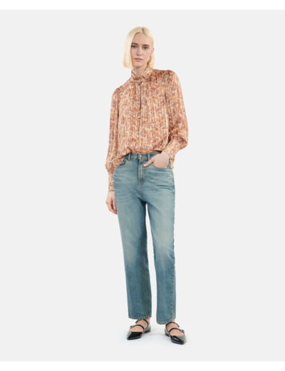 Top En Soie Imprimé Fleuri camel / brown