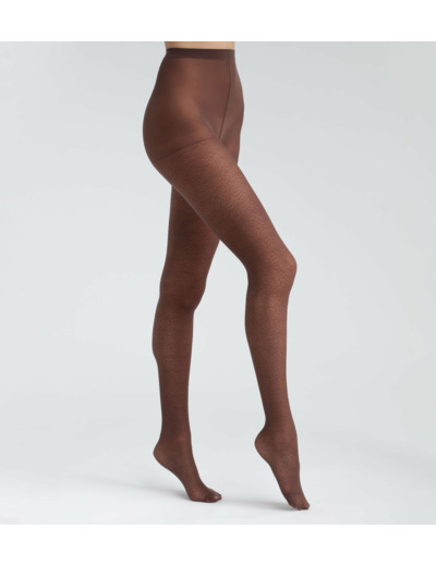 Collant femme semi-opaque Café à motif léopard Dim Style