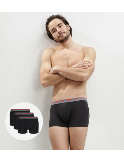Lot de 3 boxers coton stretch Noir pour homme Daily Colors