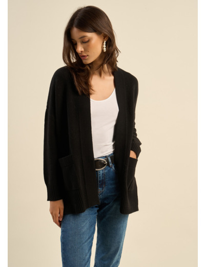 Gilet mi-long avec poches plaquées