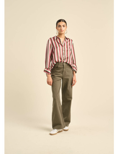 Pantalon taille haute à coupe large