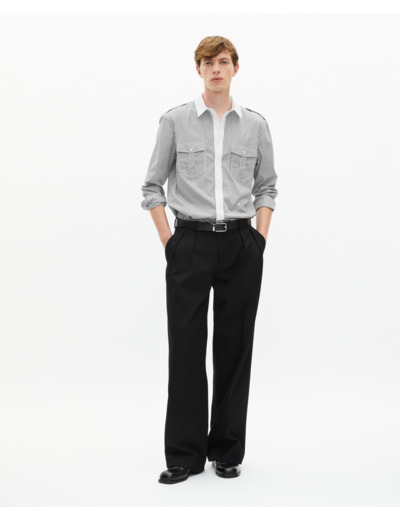 Chemise à fines rayures blanche et noire black white
