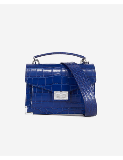 Sac emily small en cuir bleu effet crocodile dark blue - navy