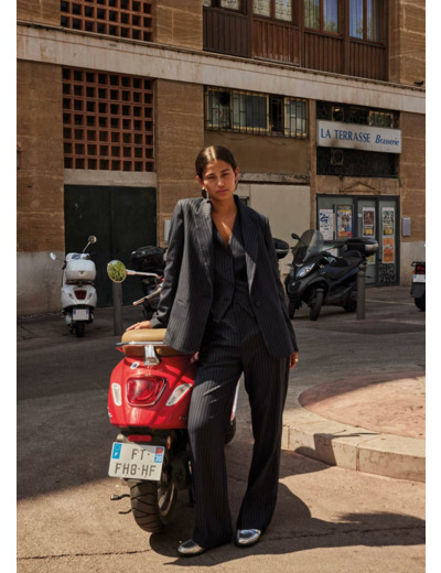 Pantalon de tailleur à rayures