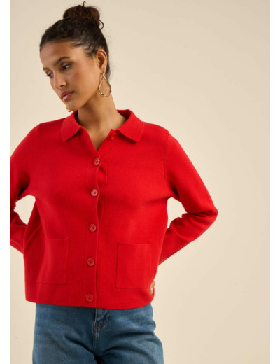 Gilet droit col chemise