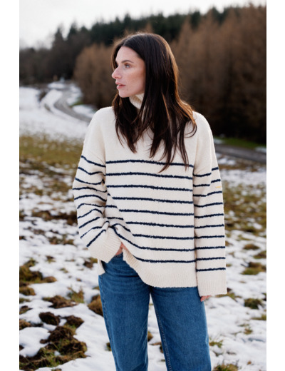 Pull femme en maille col roulé Kenzy