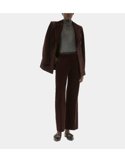 Pantalon Tailleur Droit En Velours Côtelé Marron brown