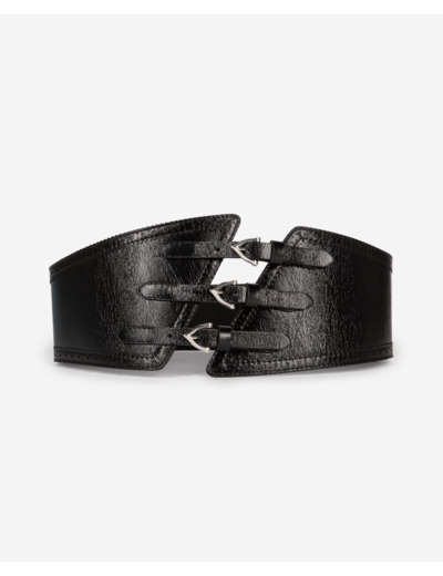 Ceinture en cuir avec trois boucles black