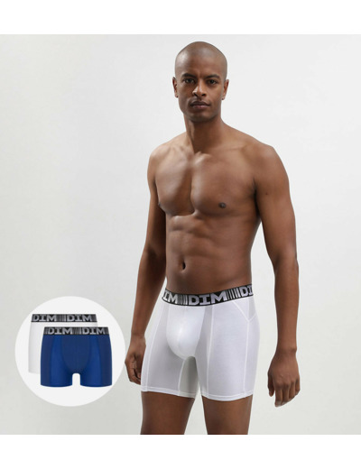 Lot de 2 boxers longs homme respirants Bleu Blanc 3D Flex Air