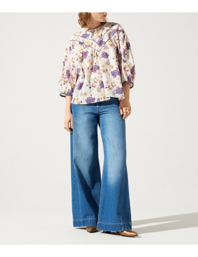 Blouse empreinte d indigo