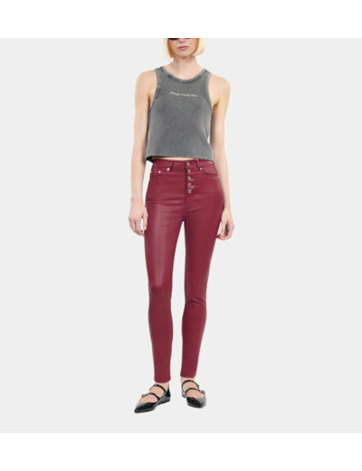 Jean Skinny Effet Cuir Rouge dark red