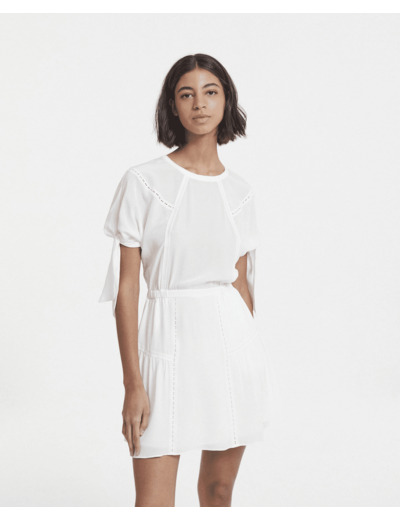Robe Courte Avec Braids Manches Courtes off white