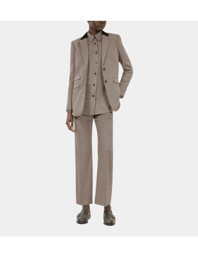 Veste Tailleur Pied De Poule Beige beige-brown