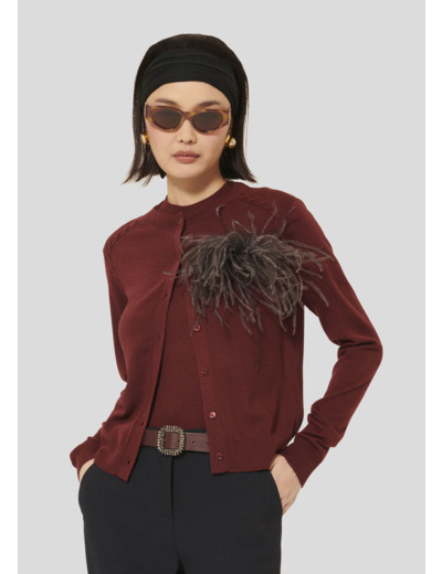 Gilet Ginno Bordeaux en Laine Merinos Extrafine