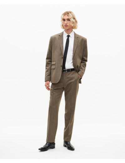 Pantalon de costume droit à rayures marron brown