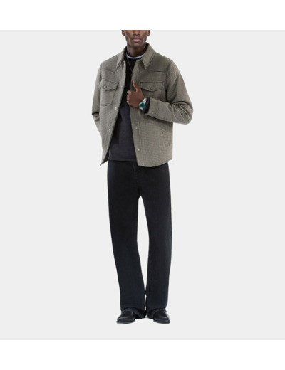 Blouson Style Surchemise Pied De Poule Marron Et Écru brown