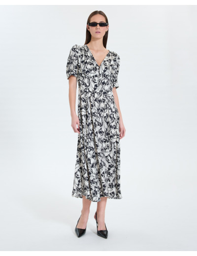 Robe longue évasée à imprimé floral