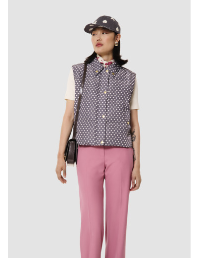 Doudoune sans manches Dora grise imprimé mini coeurs