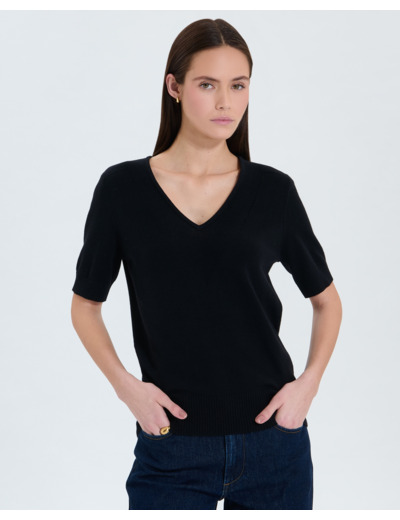 Pull manches courtes noir