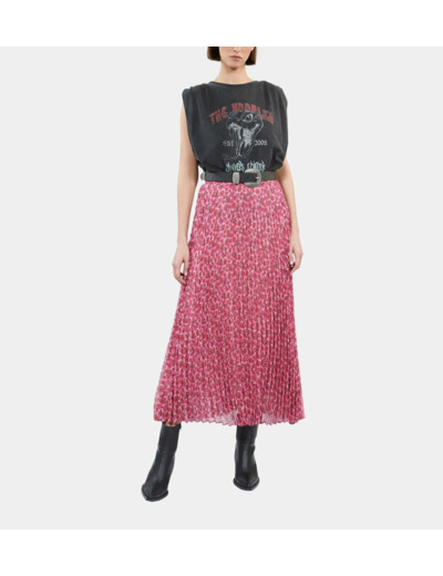 Jupe Longue Plissee Imprimee pink