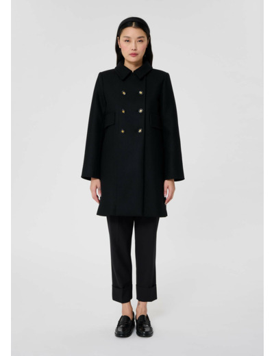 Manteau Marceau Noir en Laine Froide